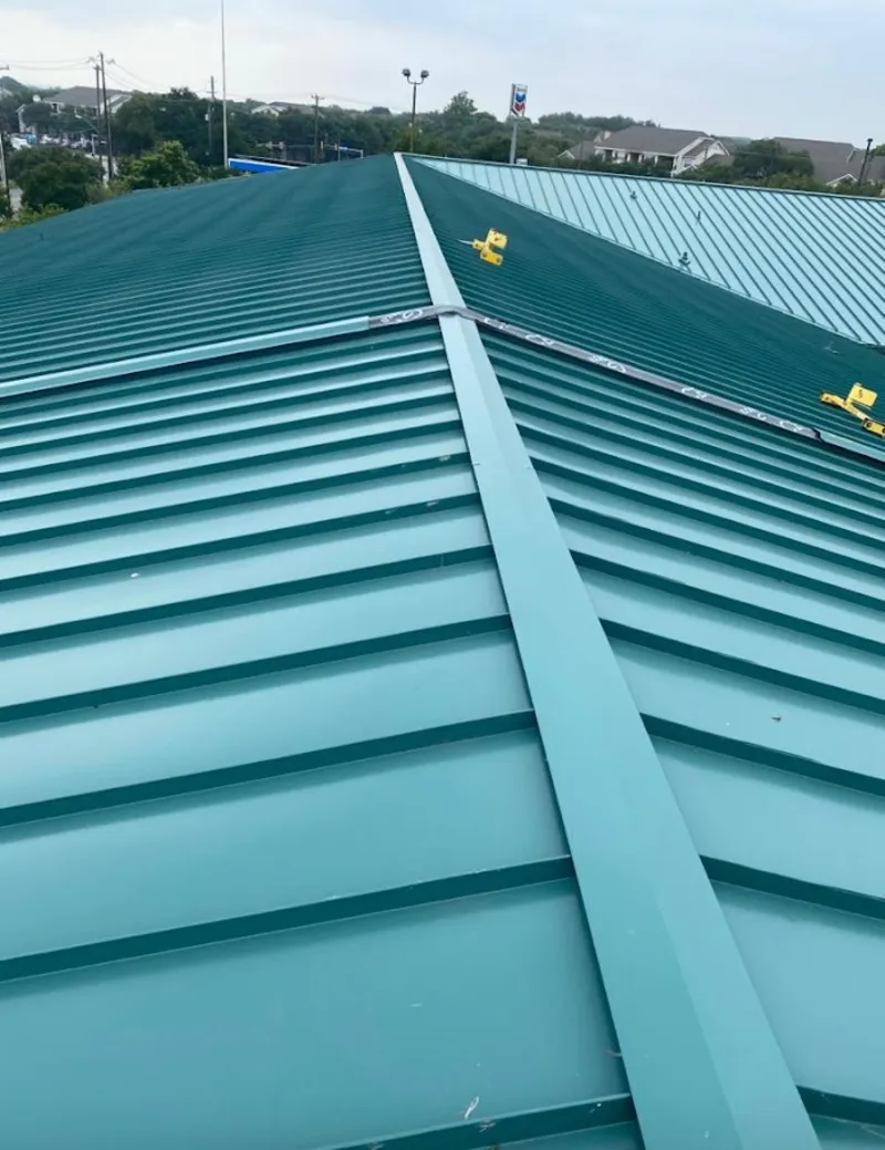 Green commercial metal roof ridge and valley for Metal Roof Repair in Mount Kisco